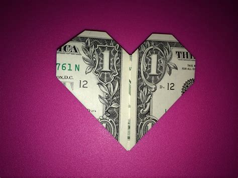 easy dollar bill origami heart